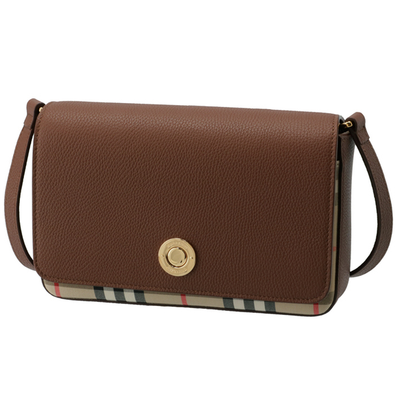 Burberry Leather Bag Brown Check Crossbody - Picture 1 of 8